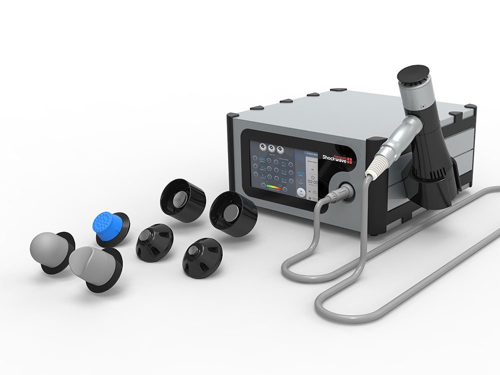 Shockwave therapy machine assisted by vacuum